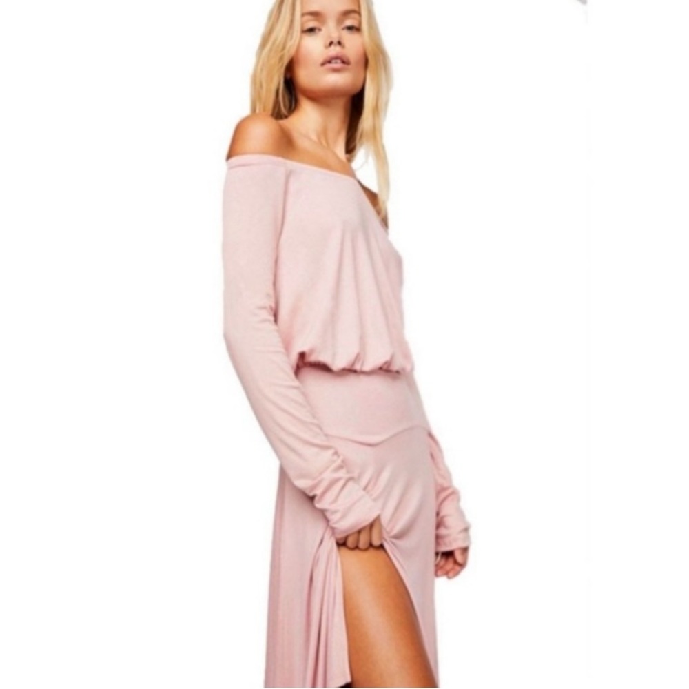 New Free People Off The Shoulder Jupiter Pink Maxi Dress Size Medium.